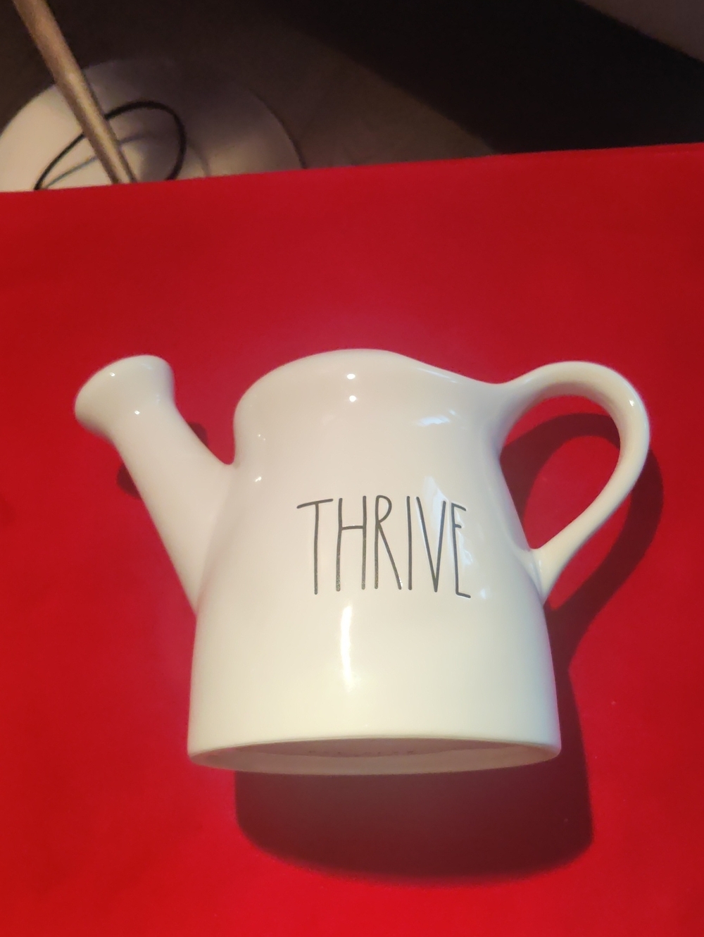 RAE DUNN Artisan Collection Black LL "THRIVE" White Ceramic Watering Can...New